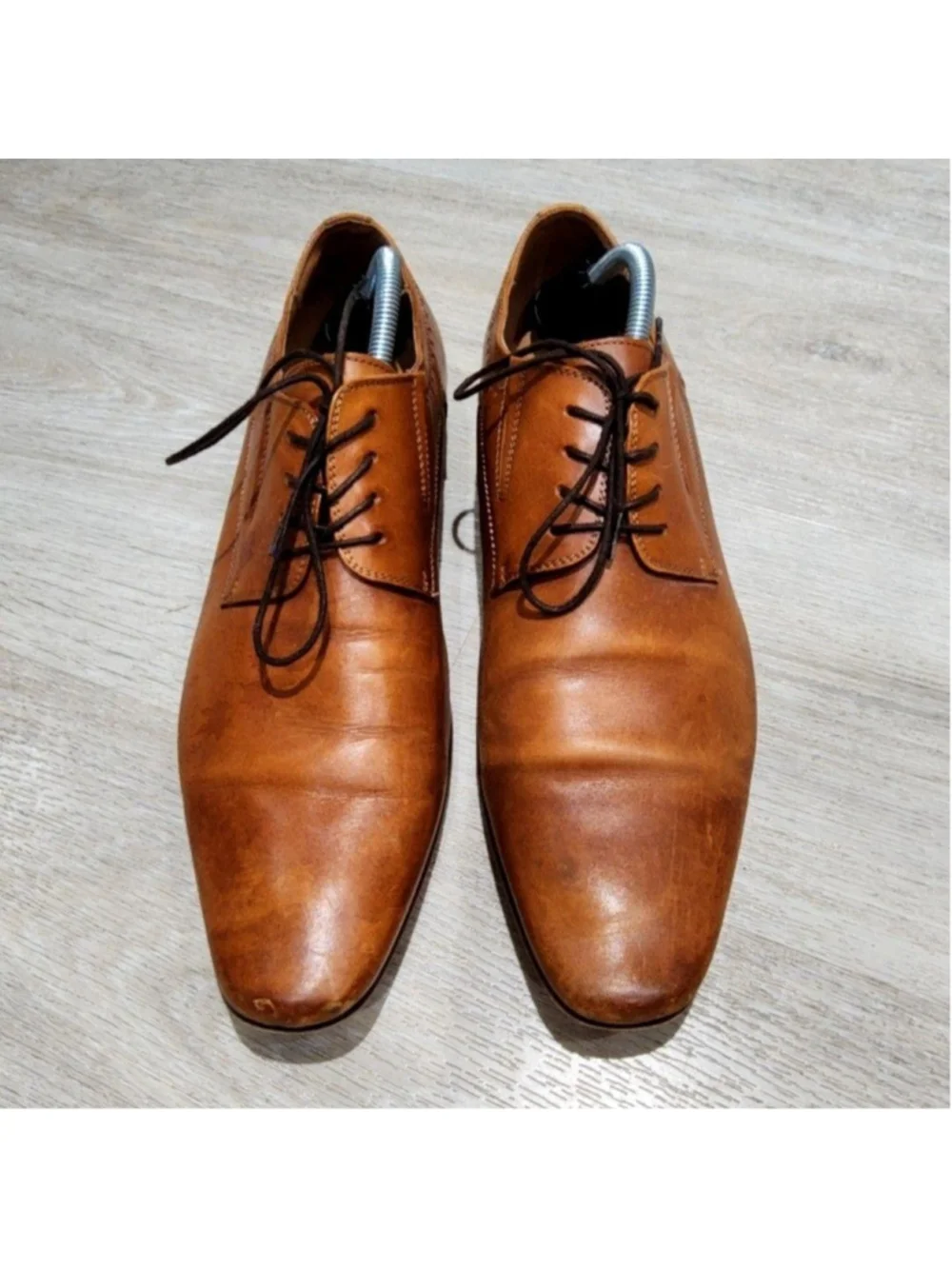 Aldo Shoes Mens 11 Brown Leather Derby Oxford Dress Pointed Toe Lace Up